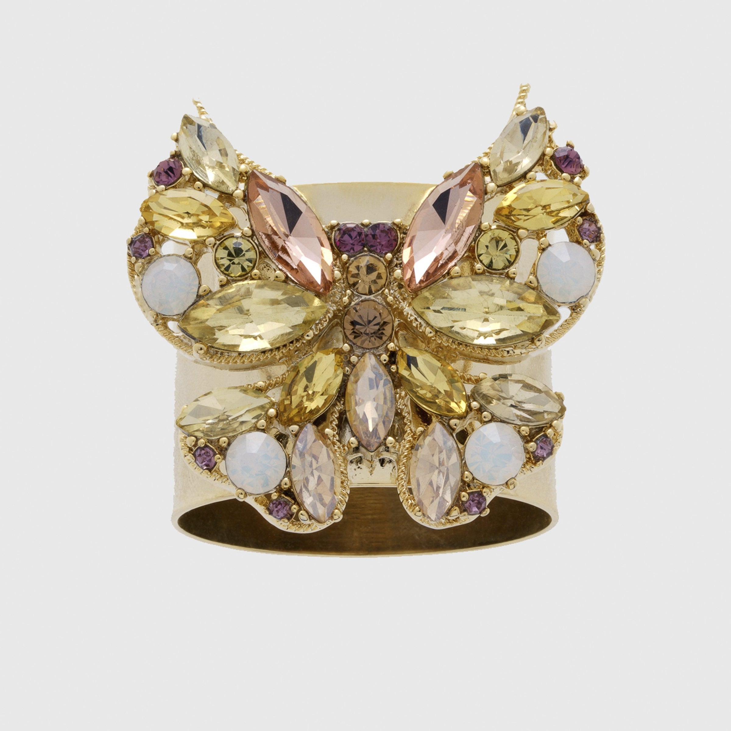 Jeweled Butterfly Napkin Rings - Yellow (Set of 2)