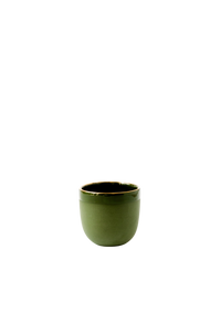 Handmade Porcelain Espresso Cup with Gold Rim. Green