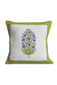 Green Botanical Study Blockprint Pillow