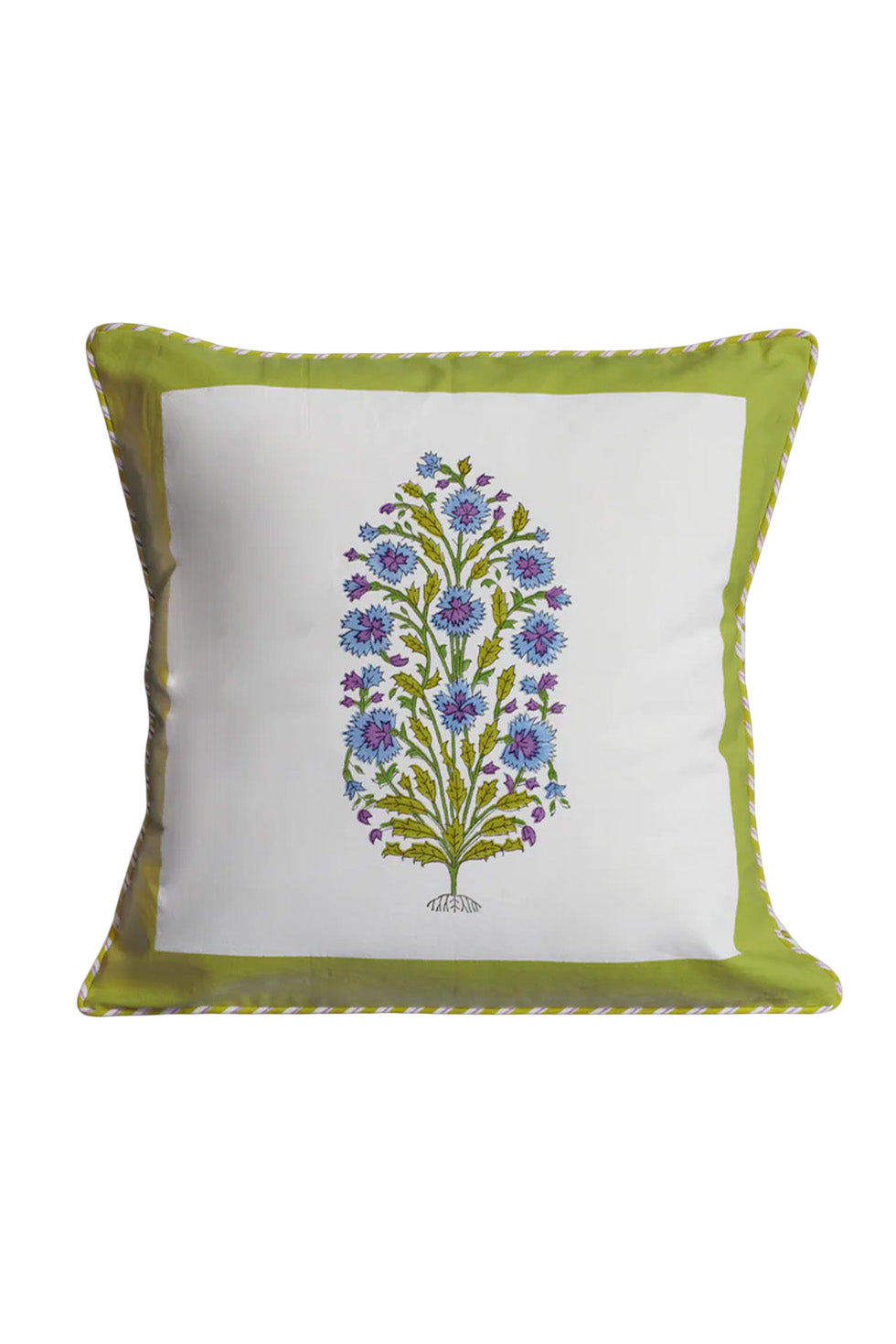 Green Botanical Study Blockprint Pillow