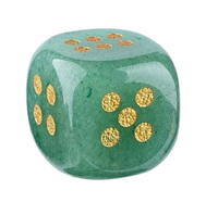 Dice - 15mm Natural Jade Laser Engraved Cube Dice with Rounded Edges Semi-Precious Stone (Set of 2)