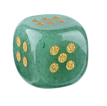 Dice - 15mm Natural Jade Laser Engraved Cube Dice with Rounded Edges Semi-Precious Stone (Set of 2)