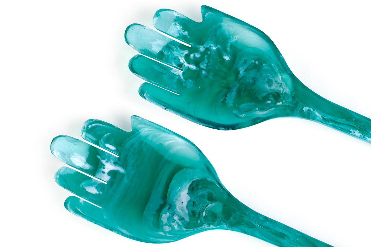 Green Hand Resin Salad Server | Hand-Poured Resin