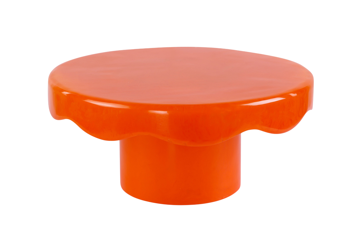 Hand-Poured Scallop Resin Cake Stand - Orange