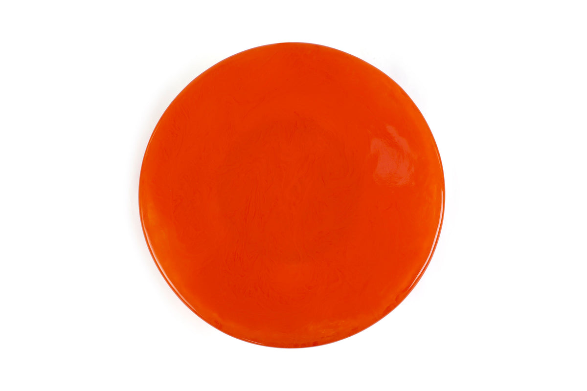 Hand-Poured Scallop Resin Cake Stand - Orange