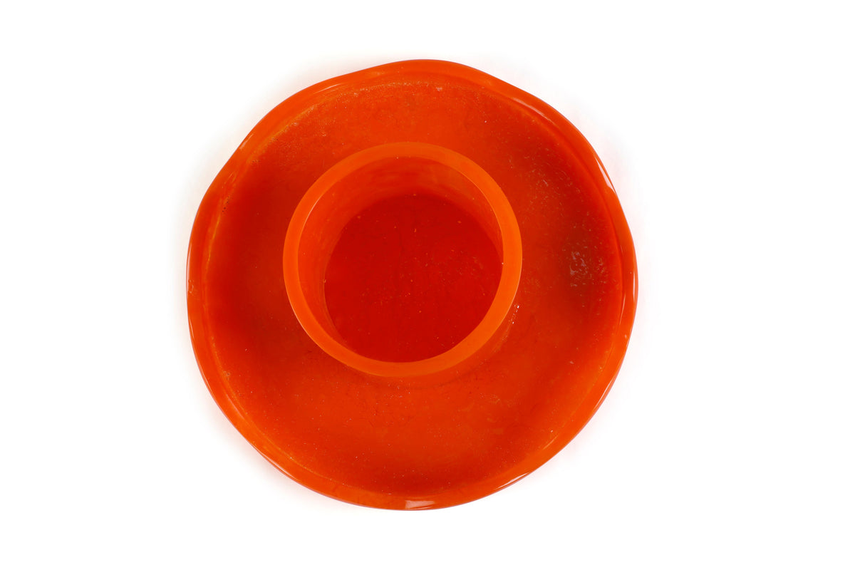 Hand-Poured Scallop Resin Cake Stand - Orange