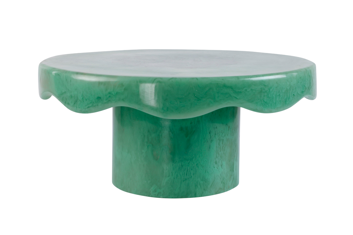 Hand-Poured Scallop Resin Cake Stand - Green
