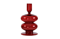 Red Wavy Candle Holder | Borosilicate | 7 x 3.5 in