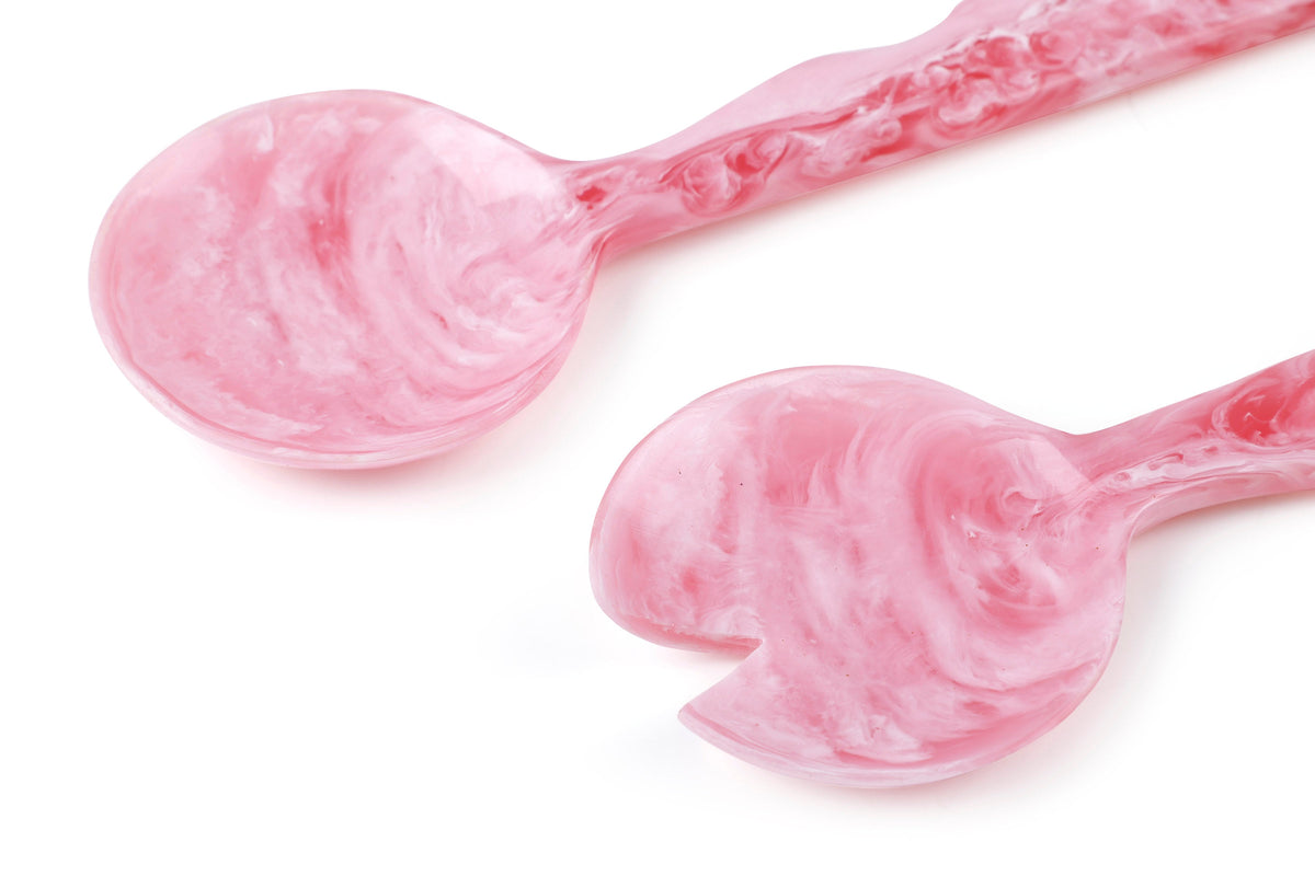 Hand-Poured Resin Salad Server Set - Pink