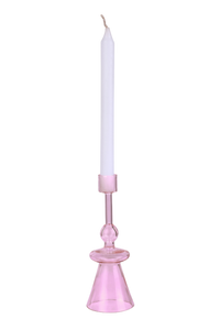 Pink Candle Holder | Lacquered Metal | 7 x 2.3 in