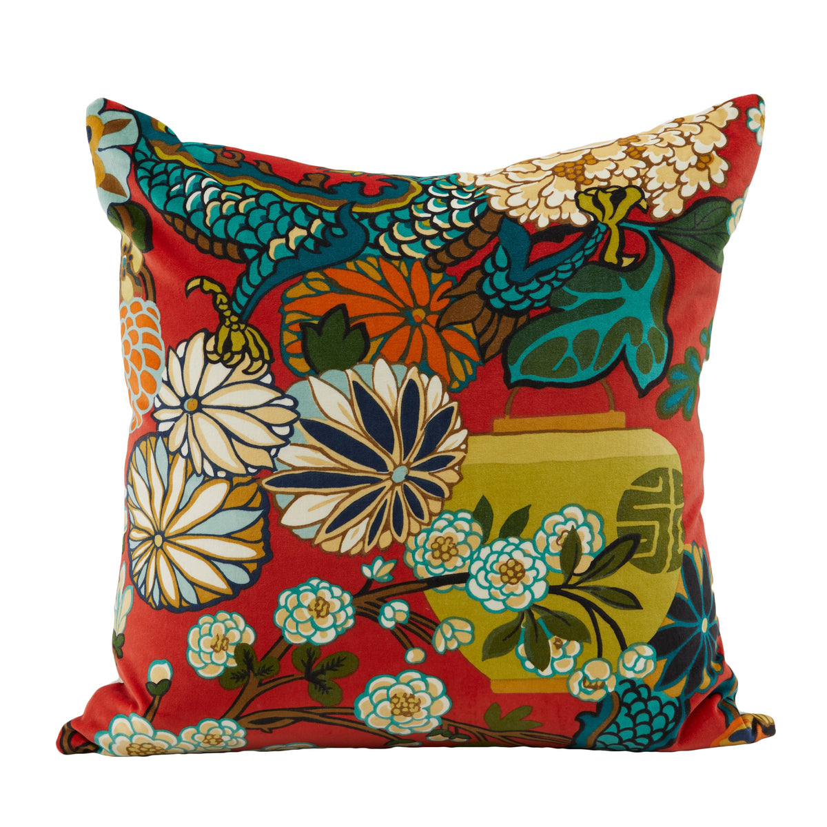 Schumacher Chiang Dragon Red Pillows