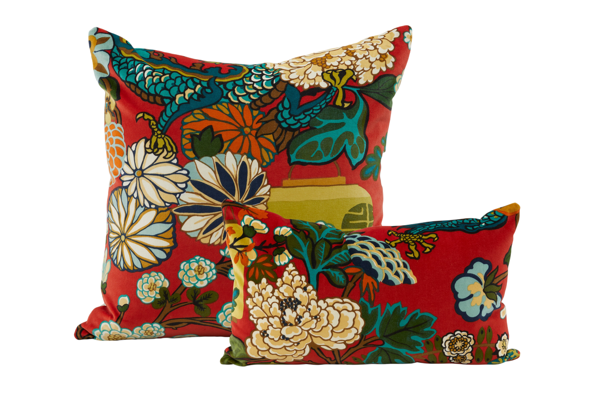 Schumacher Chiang Dragon Red Pillows