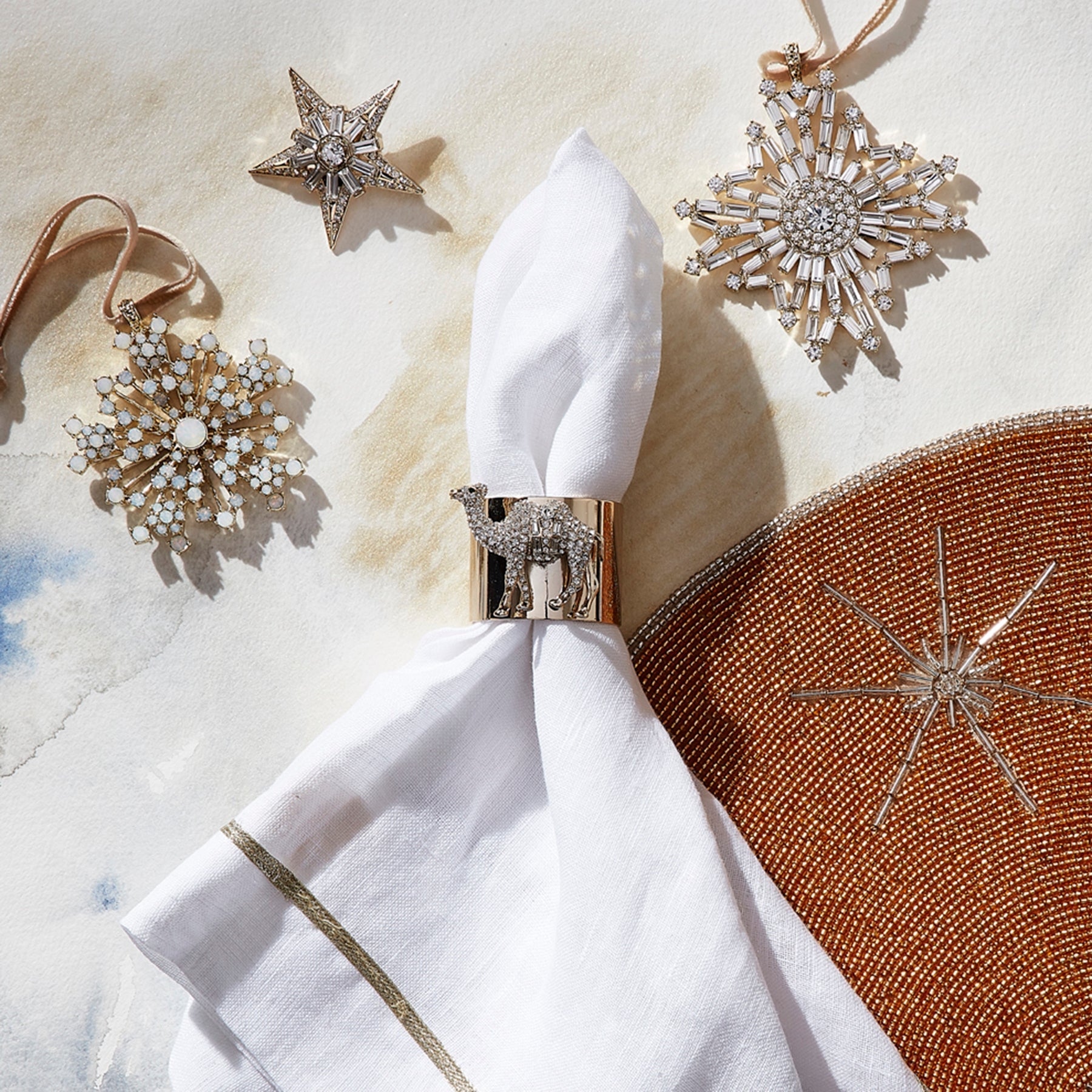 Baguette Snowflake Hanging Ornament - Crystal