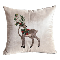Holiday Standing Reindeer with Wreath Throw Pillow