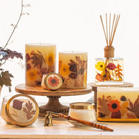Harvest Pumpkin Medium Pressed Floral Candle