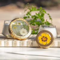Honey Tobacco Medium Pressed Floral Candle