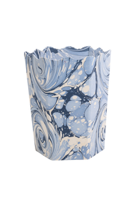 Hand-Marbled Scallop Waste Bin / Storage Bin in Ocean Wave