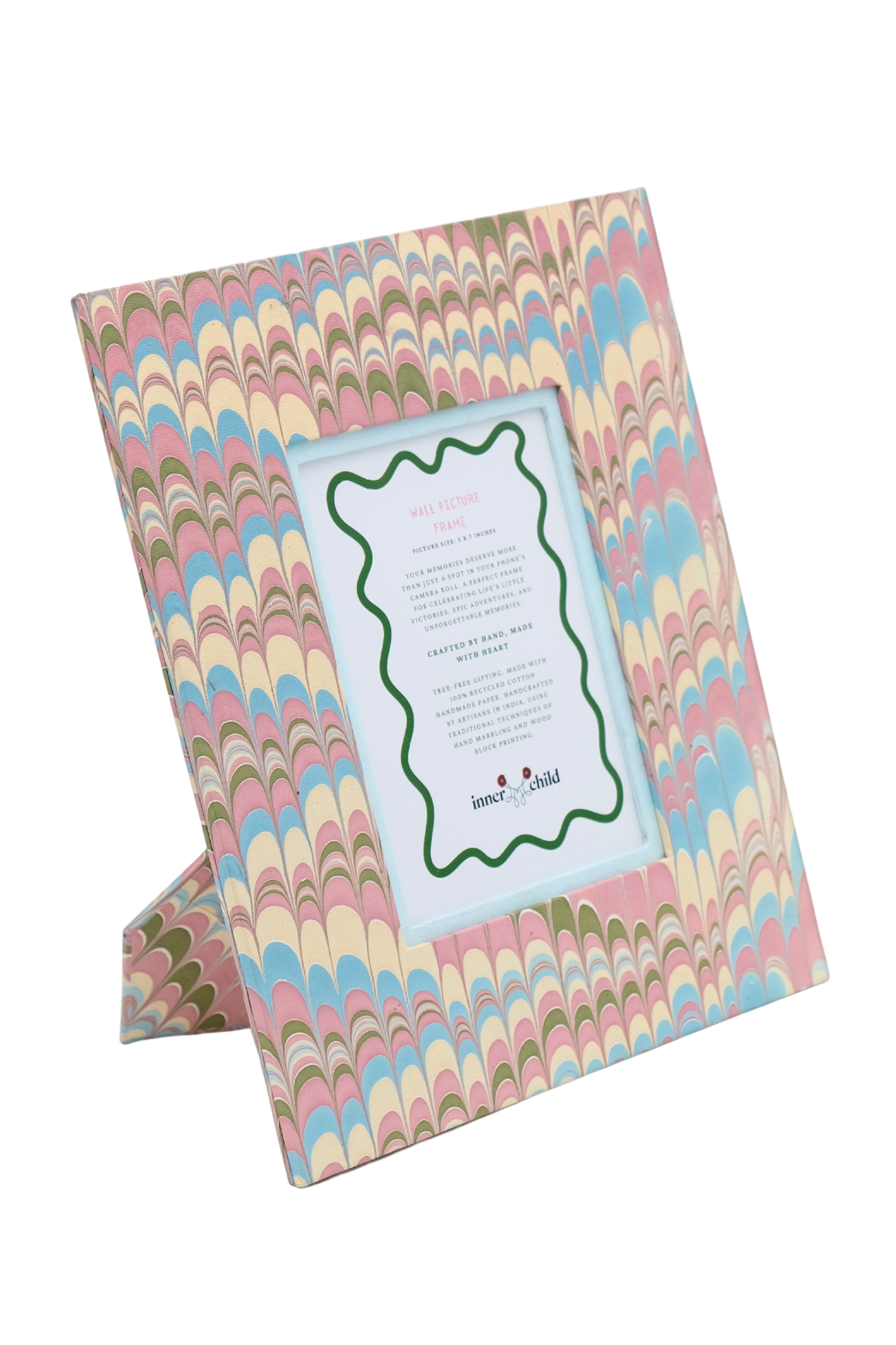Hand-Marbled Large Wall Picture Frame in Lilac Blue, 5x7