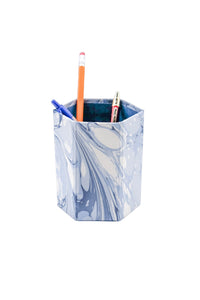Hand-Marbled Pencil Holder Organizer in Ocean Wave
