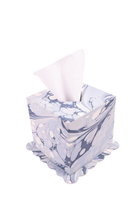 Hand-Marbled Scallop Tissue Box Cover in Ocean Wave
