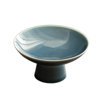 High Foot Snack Plate Haze Blue
