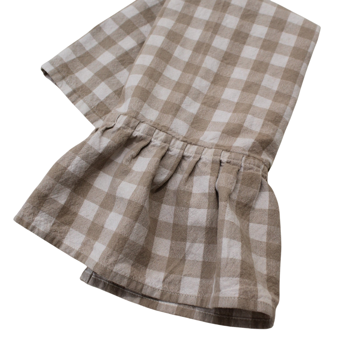 Hazelnut Ruffled Gingham Dish Towel
