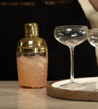 Pink + Gold Glass Hobnail Cocktail Shaker