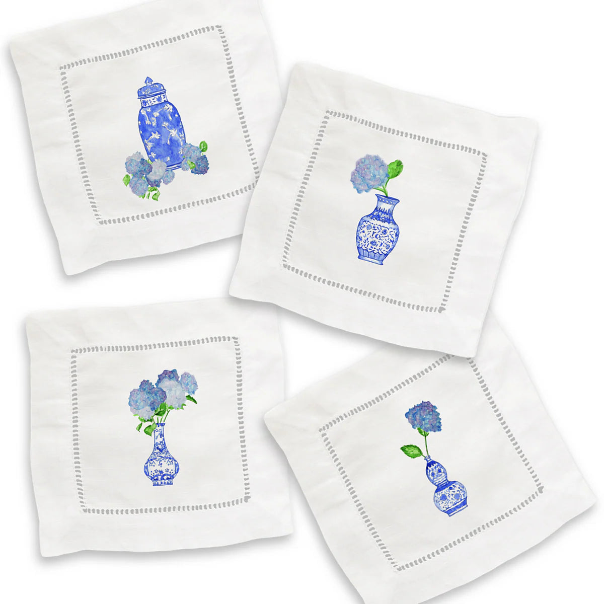 Hydrangea Vases Cocktail Napkin Set