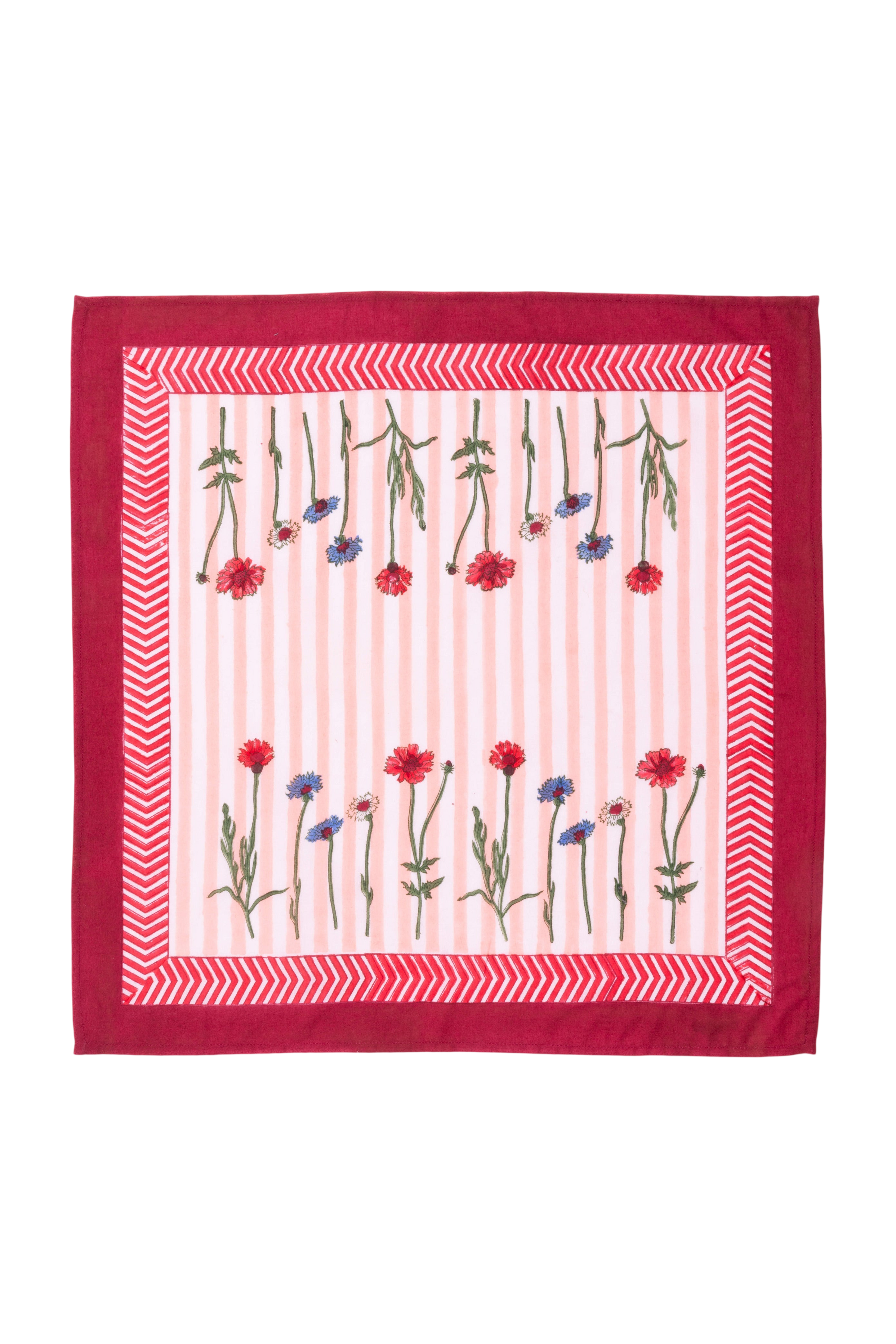 Wildflower Blockprint Napkins, Set of 4