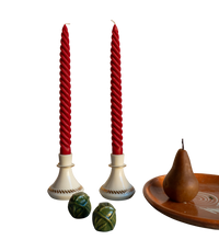 Red Beeswax Dinner Tapers (Set of 4)