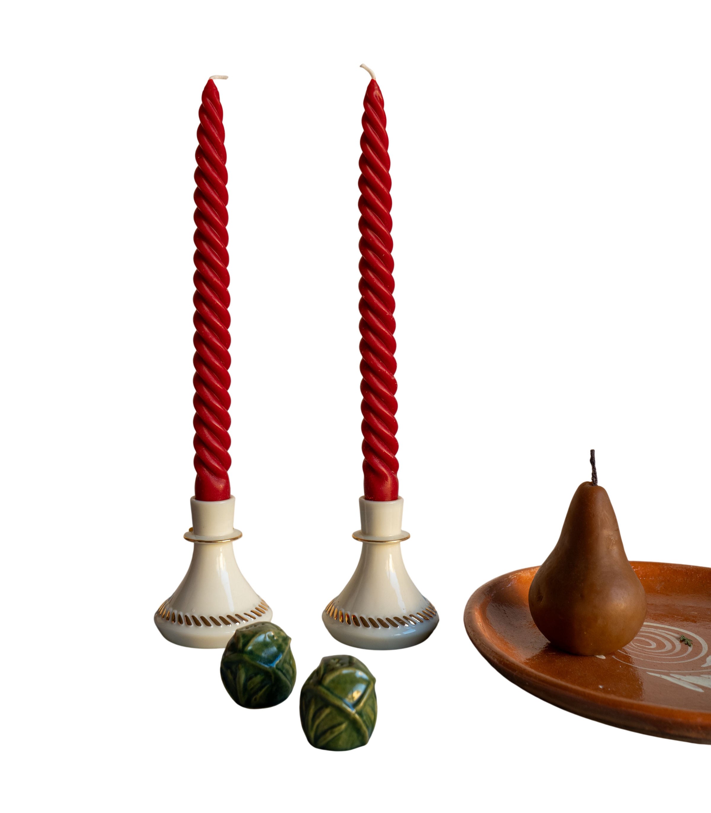 Red Beeswax Dinner Tapers (Set of 4)