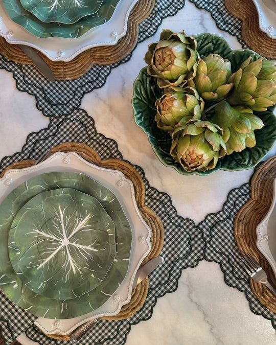 Classic Cabbage Dessert Plate Set - Kelly Green