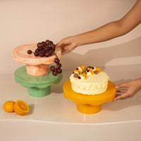 Hand-Poured Scallop Resin Cake Stand - Green