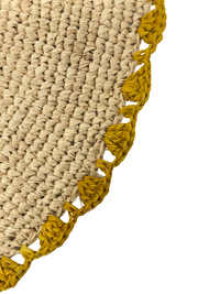 Marigold Raffia Placemats, Boho Round Natural Hand Woven Placemats, Table Mats for Dining Table
