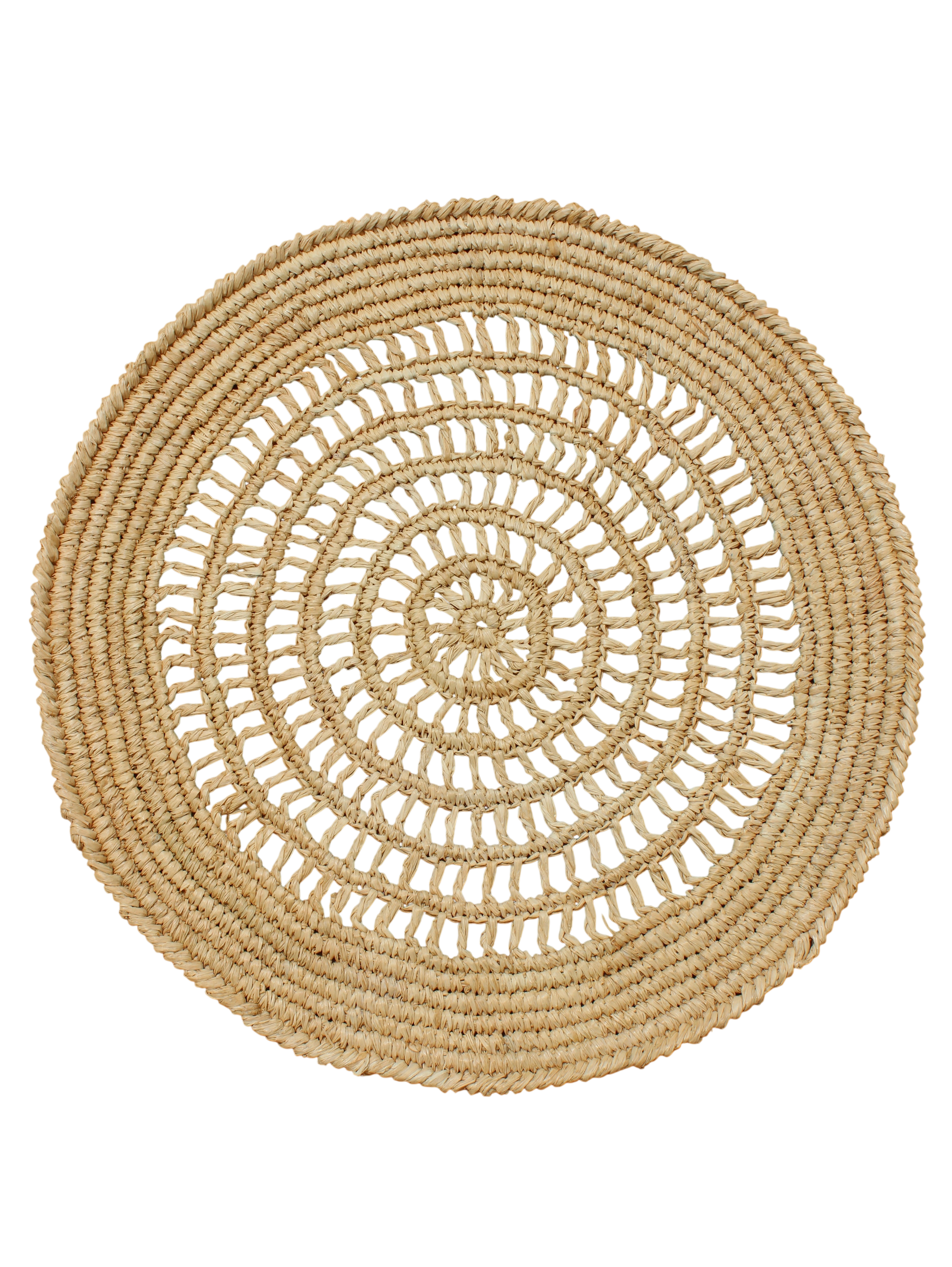 Tous Les Jours Raffia Placemat, Woven crochet tabletop
