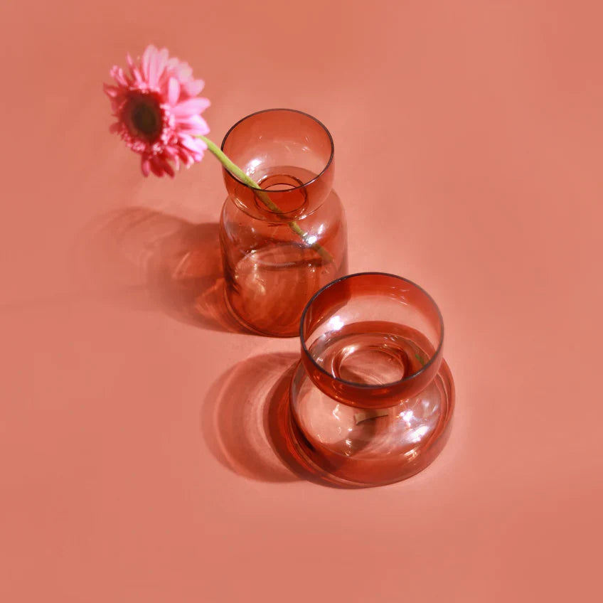 Slate Brown Vase | Handcrafted Glass | 5.90 x 5.90 x 5.51 in (Set of 2)