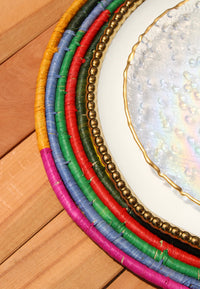 Morocco Placemat, colorful raffia Woven tabletop