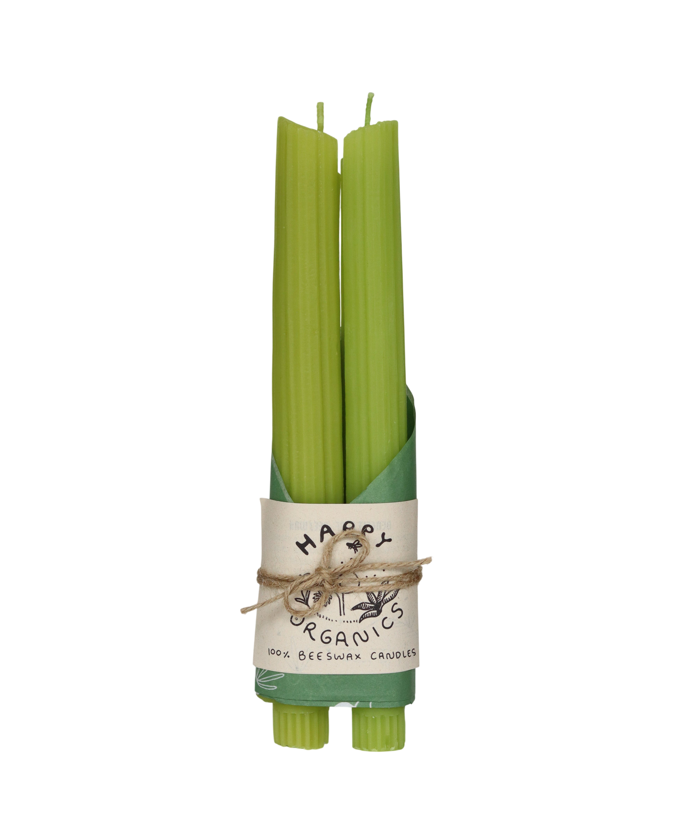 Beeswax Celery Taper Candles (Set of 2)