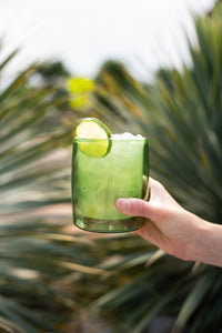 4 Pack double wall glass tumbler - Lime