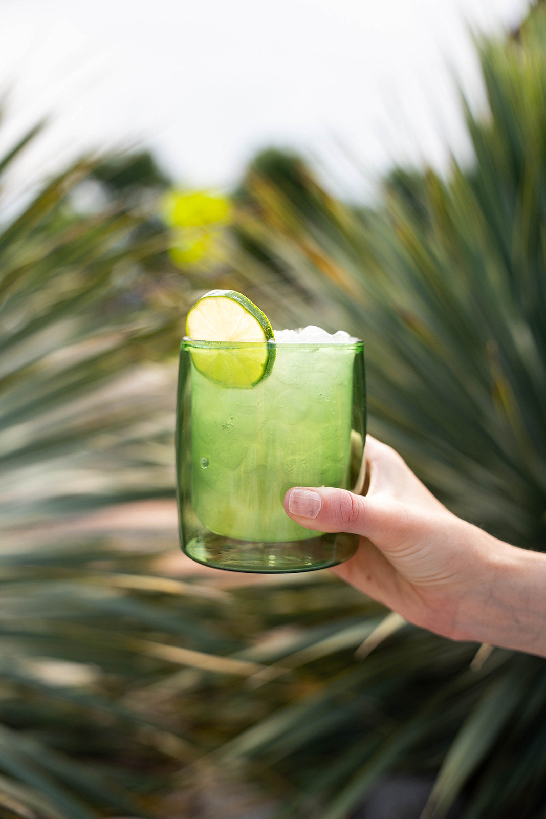 4 Pack double wall glass tumbler - Lime