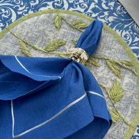 Silver Trim Dinner Napkins - Bright Blue (Set of 2)