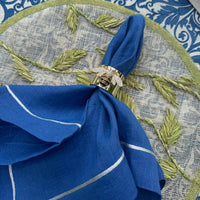 Silver Trim Dinner Napkins - Bright Blue (Set of 2)