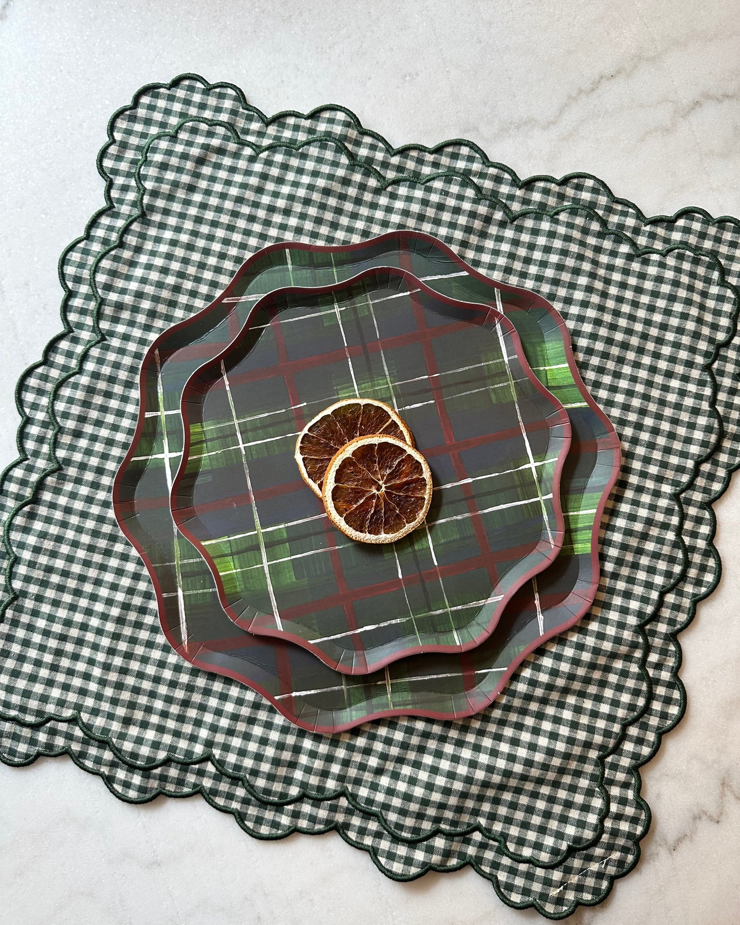 Highland Dessert Plate Set of 12 - Ivy Tartan