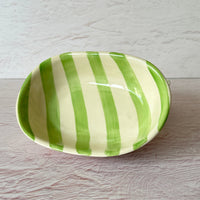 Ceramic Stripe Bowl - Green (Set of 2)