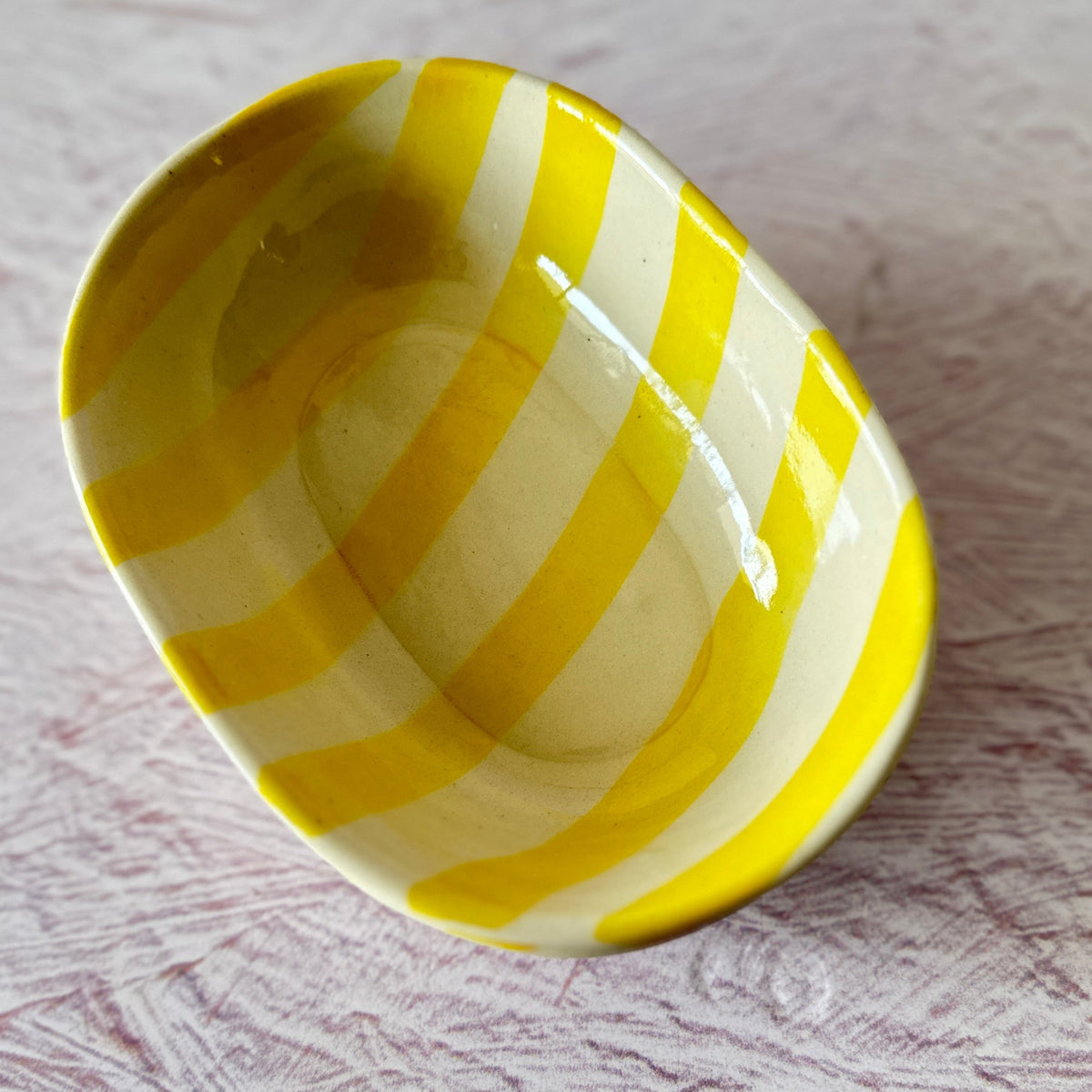 Ceramic Stripe Bowl - Yellow (Set of 2)