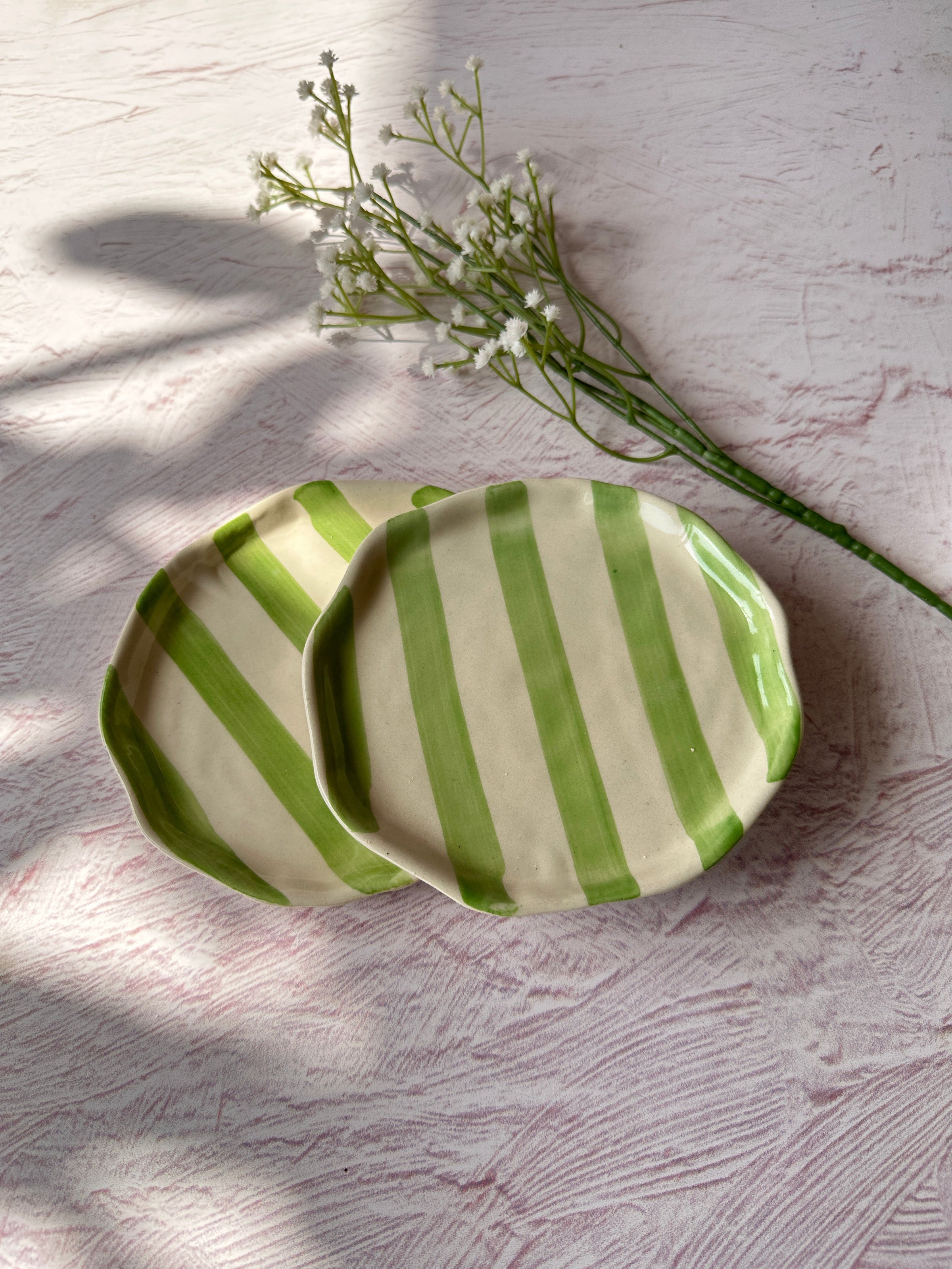 Ceramic Stripe Appetizer Plate (Set of 6)