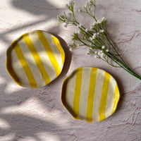 Ceramic Stripe Appetizer Plate - Yellow (Set of 2)