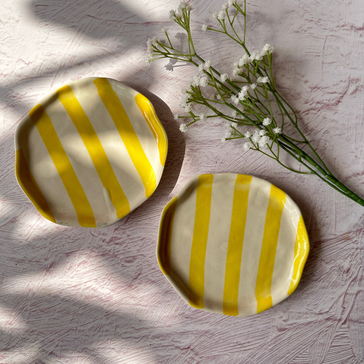 Ceramic Stripe Appetizer Plate - Yellow (Set of 2)