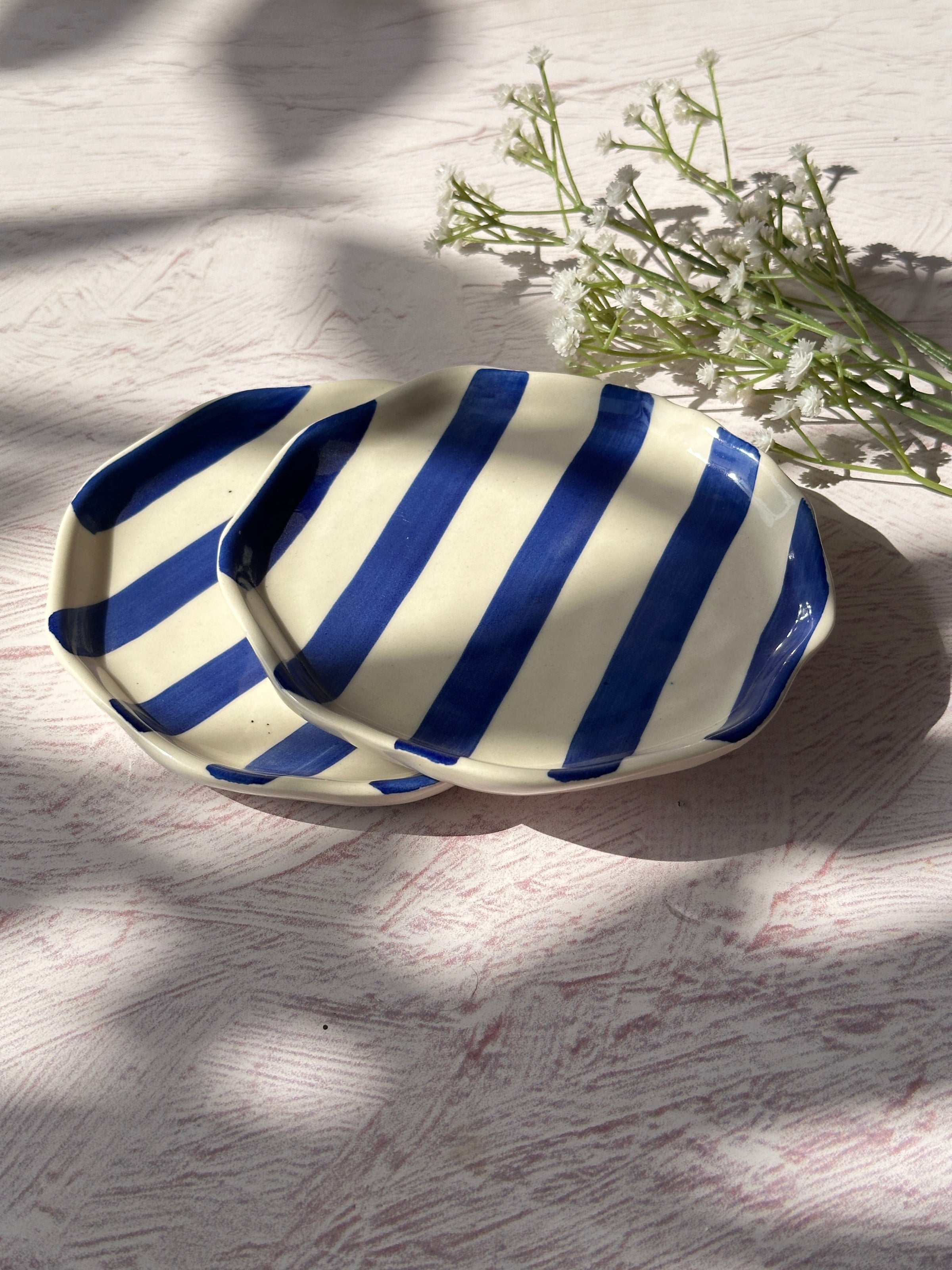 Ceramic Stripe Appetizer Plate (Set of 6)
