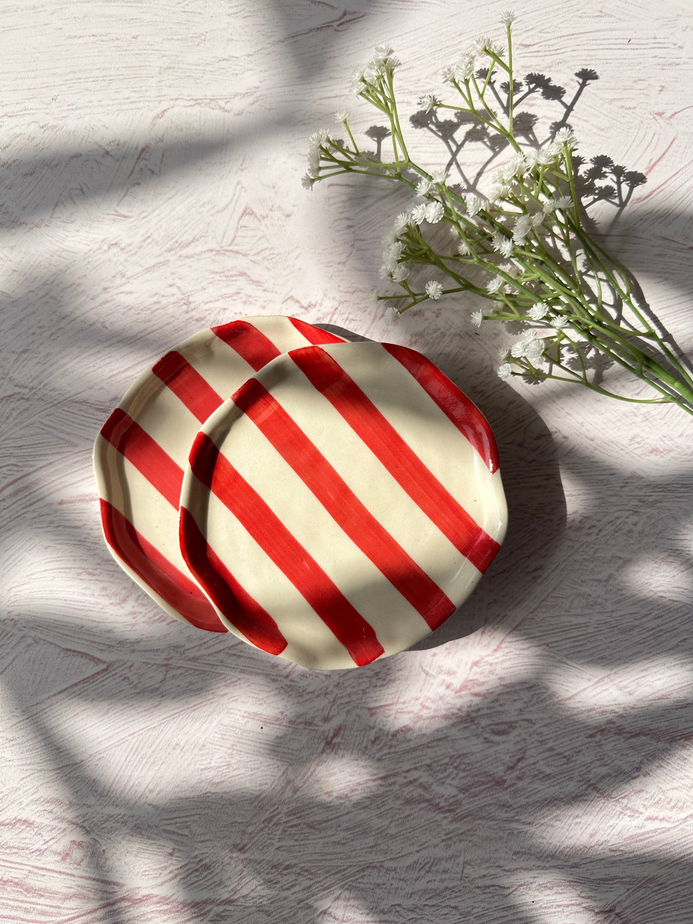 Ceramic Stripe Appetizer Plate (Set of 6)